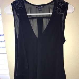 Black ruffled flowy tank top